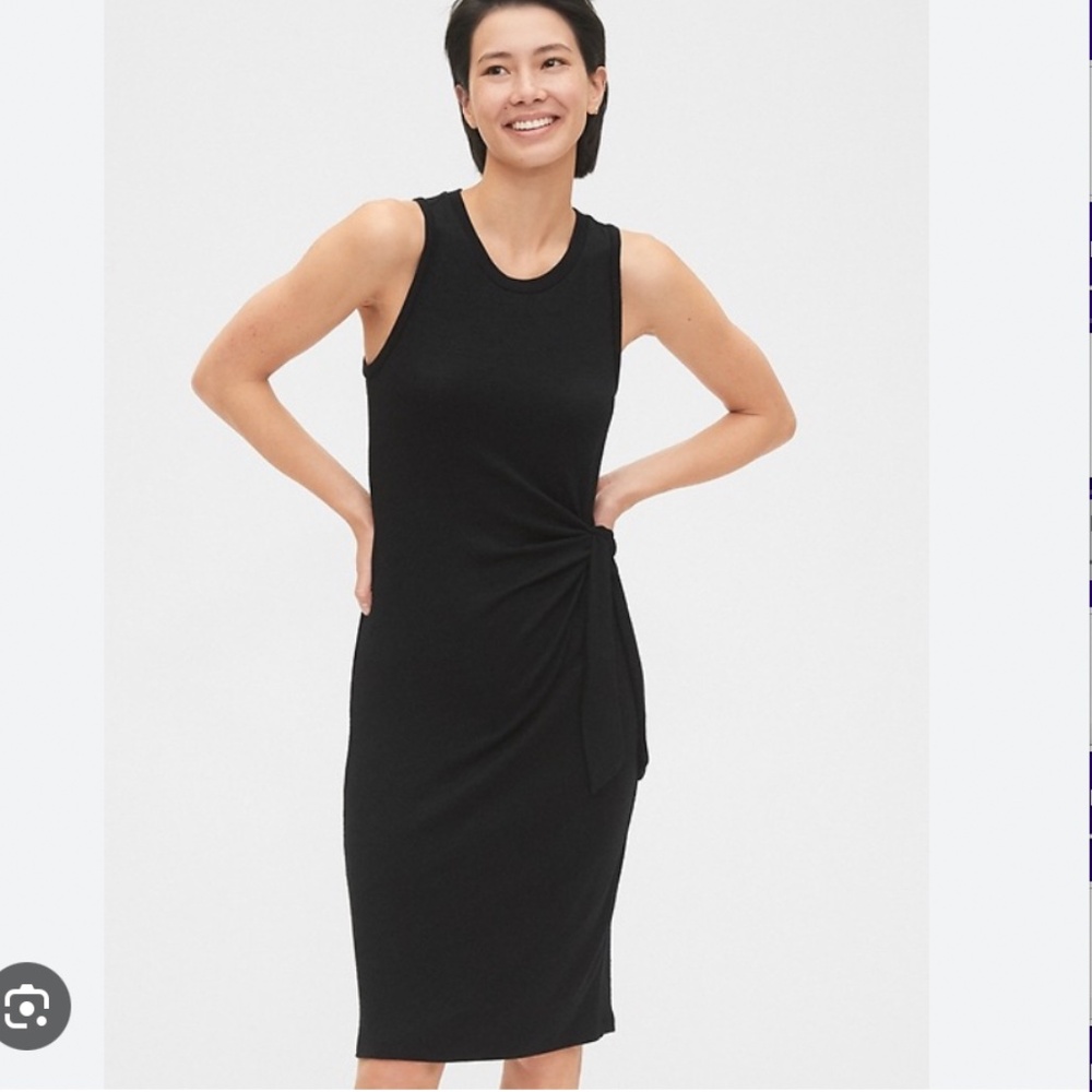 Gap Softspun Tie Front Sleeveless Dress Womens XSmall Petite Black